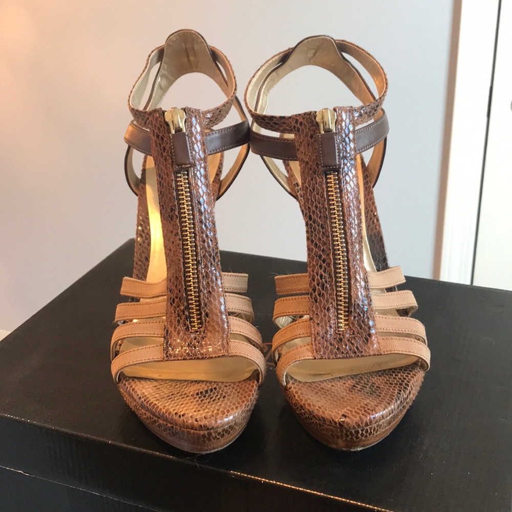Taupe/brown/black Snakeskin Heels
